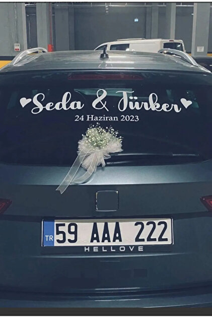 Gelin Arabası Sticker Süs Dekoratif Isim Ve Tarih Sticker Bilgilerinizi Yazmayi Unutmayın!!