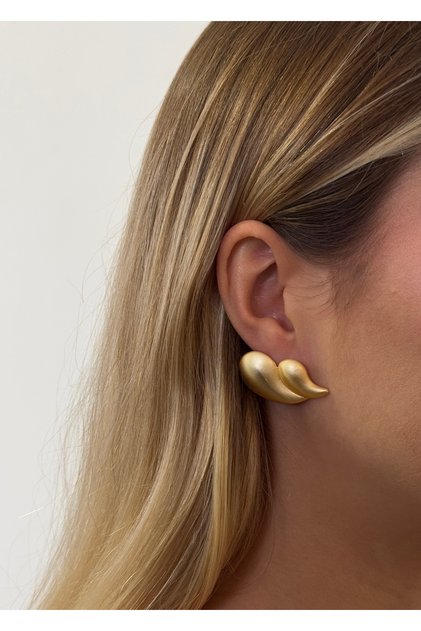Matte, Tolded, Deformed Double Boot Earring 3.50 cm