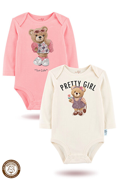 2-Piece 100% Cotton Organic Printed Snap Fastener Baby Bodysuit