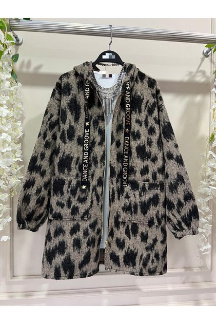 UMS-1234 LEOPAR DESENLİ YÜNLÜ JAKARLI HIRKA