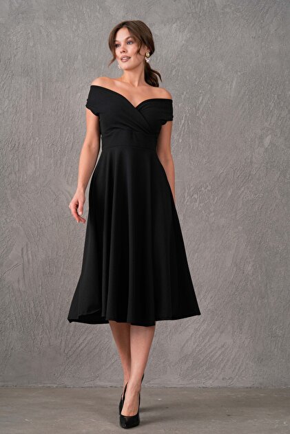 bar sln lovebox Women's Flexible Fabric Double Breasted Neckline Bell Cut Black Evening Dress Black Graduation Dress 046- Trendyol bar sln lovebox Women's Flexible Fabric Double Breasted Neckline Bell Cut Black Evening Dress Black Graduation Dress 046- Trendyol