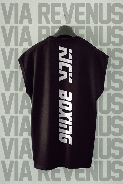 Kick Boxing Printed 100% Cotton Zero Sleeve Sports Tshirt