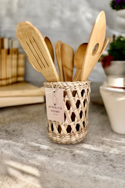 Stainless Steel Countertop Spoon Holder Tabletop Spoon Holder Wooden, Tongs, Spoon Organizer 15 cm