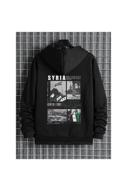 هودي سويت شيرت كبير الحجم للجنسين بطبعة سوريا