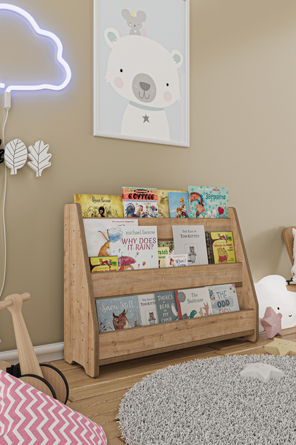 zeo wood design Montessori Mdf Çocuk Kitaplığı - Safir Meşe