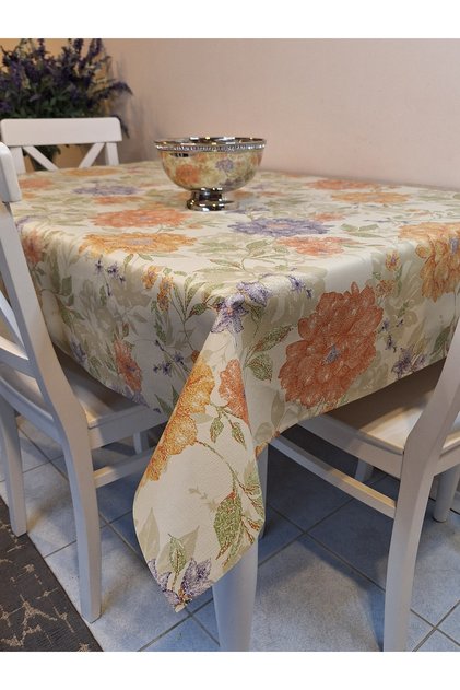 Fiber Pvc Oilcloth - Patterned Erasable Tablecloth (Orange)