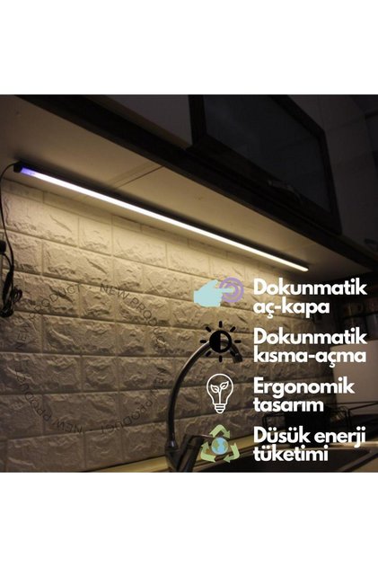 Dokunmatik 120cm GünIşık Tak Çalıştır Led Işık Mutfak, Dolap, Tezgah Altı, Duvar Dekoratif GeceLamba