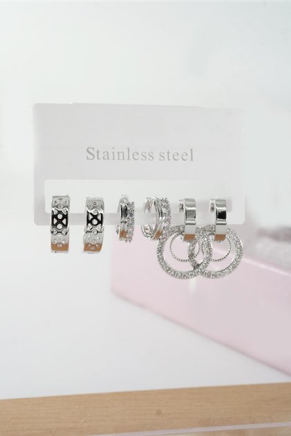 Women's Vip Series Baguette Zircon Cubic Zirconia Clip-On Set of 6 Earrings
