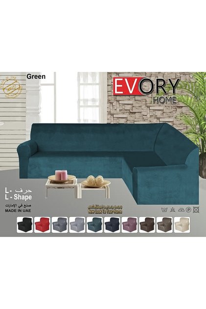 Sofa Covers L Shape Velvet 6 Meter Slip Resistant and Highly Stretchy Green
