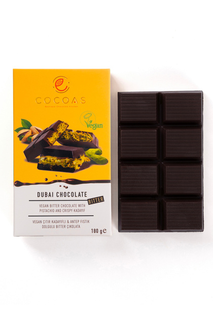 Cocoas Chocolat COCOAS VEGAN BİTTER TABLET DUBAİ ÇİKOLATASİ 180 gr