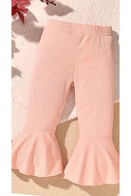 Ribbed Ruffled Spanish Leg Trousers Leggings