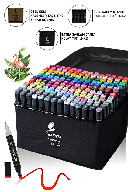 valletta Moringa 168'li Çift Taraflı Art Marker Keçeli Kalem Seti