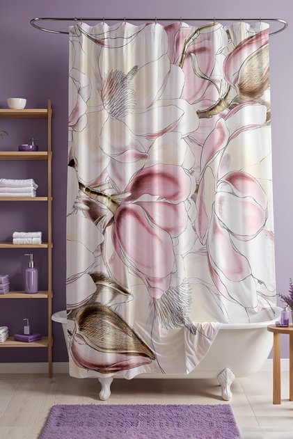 Bathroom Curtain, Pink Orchids Patterned Shower Curtain, Bathtub Curtain 175X200Cm