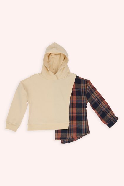 Girl's Asymmetrical Piece Detailed Beige Sweat