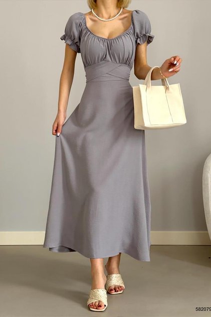 Rochie Ayrobin cu guler Madonna gri