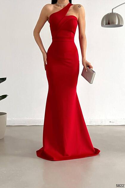 strapless open back dress I.H.F Round Neckline Scuba Gown with Draped Organza Sleeves