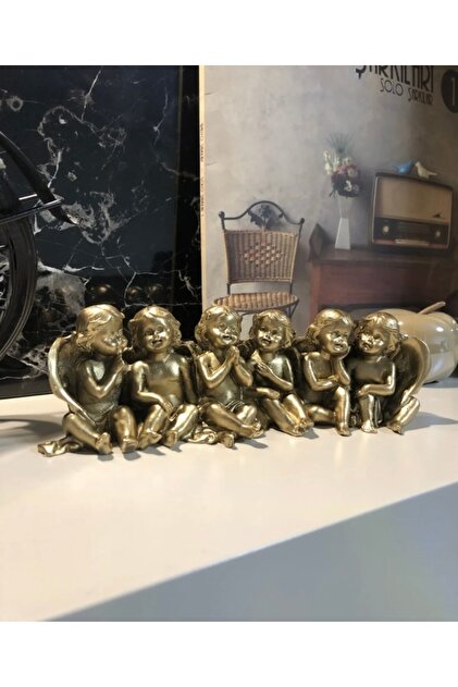 Sıralı Melek Altılı Dekoratif Masaüstü Obje Altın