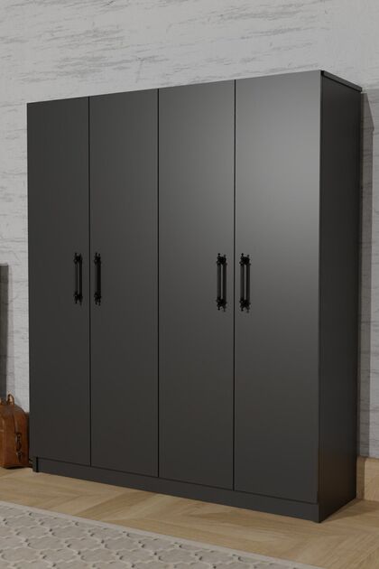Aeka AE-1054 ARENA ANTRASİT GRİ GARDIROP 4 KAPAKLI 2 ASKILIKLI, 6