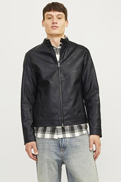 くろ Jack & Jones JJEDYLAN CLEAN PU JACKET NOOS SİYAH 12261195 - Fiyatı