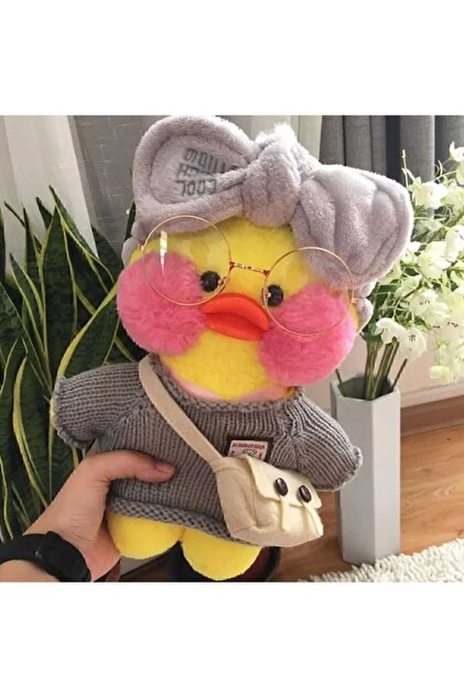 Lalafanfan Karikatür 30 Cm Sarı Ördek Görselde Paylaşılan Gri Aksesuarlarla Gönderiliyor