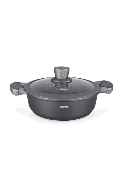 Shallow Casserole Black/Grey 28x8cm/4.1L Aluminum w/ Induction Bottom Non Stick Coating