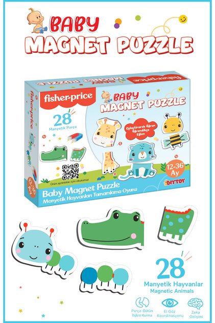12-36 Ay Ilk Magnet Puzzle - Hayvanları Tanıyorum, 28 Parça Eğitici Magnet Set