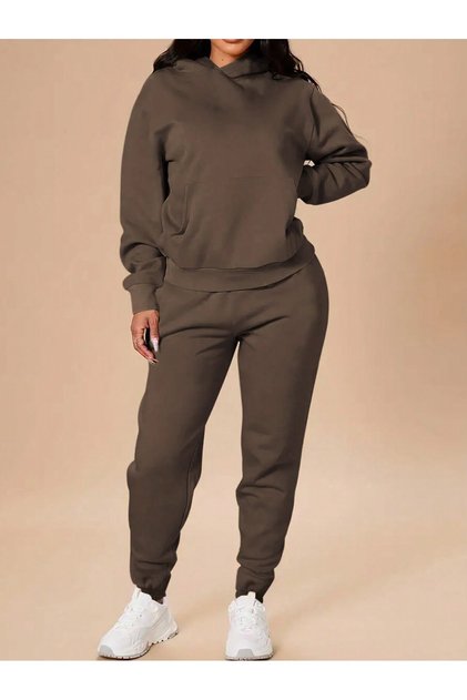 Hooded 100% Cotton Full Winter Inside Hooded Oversize Tracksuit Set