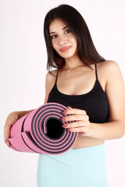 Active Sport 10 mm Black Pink Double Sided Pilates Mat Yoga & Camping Mat