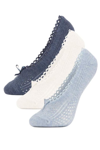 Women's Invisible 3-Piece Cotton Frilly Ballerina Socks Z9631Azns