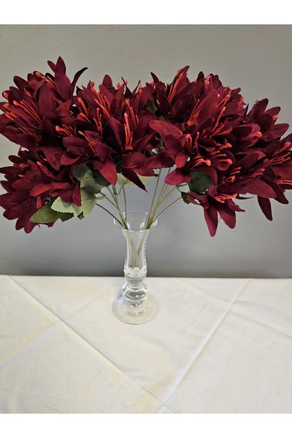 5 DALLI  BORDO ÇAN ÇİÇEĞİ 34 CM EL BUKETI VAZO ARANJMAN DEKOR ÇİÇEĞİ