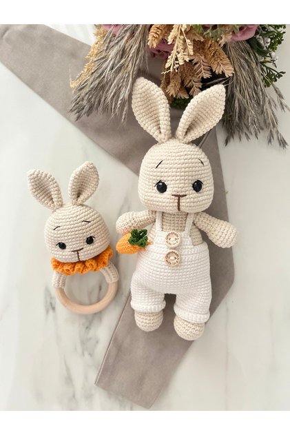 Zey's Amigurumi Amigurumi Havuçlu Tavşan Uyku Arkadaşı Ve Çıngırak