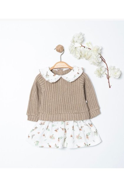 Girl's 6-24 Months Flowery Knitted Dress