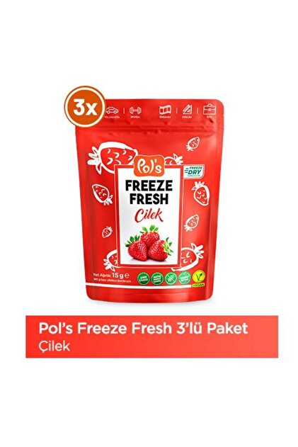 Pol's Freeze Fresh Çilek 15 G X 3 Adet Dondurularak Kurutulmuş