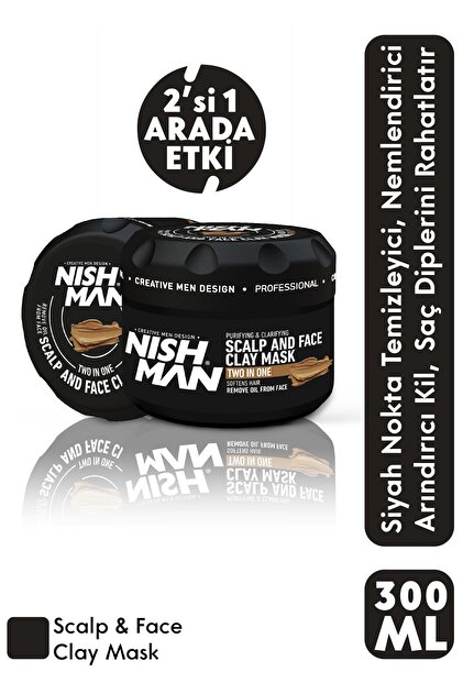 NISHMAN 2'si 1 Arada Kil Maskesi - Kafa Derisi Ve Yüz İçin Siyah