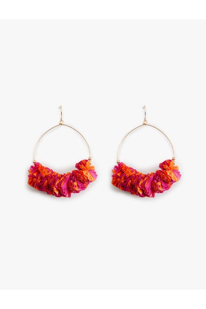 Floral Hoop Earrings Wicker Multicolor