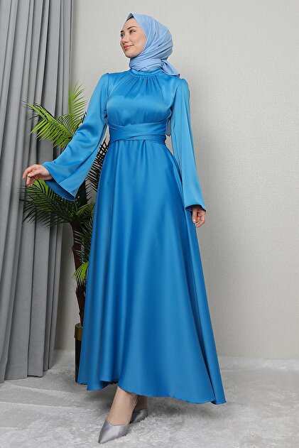 hijab with sky blue dress Simple Elegant Dress | Fully Lined