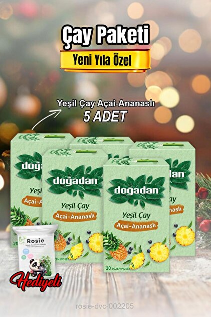 Green Tea Açai Pineapple Tea Bags X 5 and Rosey Cotton