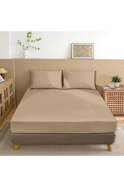 طقم ملاءات مسطحة 100% قطن Akfil مزدوج 240x260 سم بيج