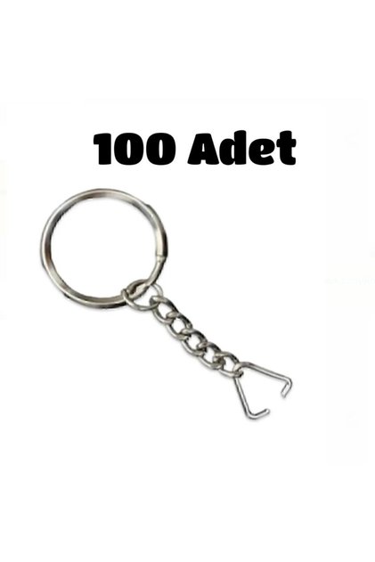 Anahtarlık Halkası Zincirli 100adet Gümüş Rengi