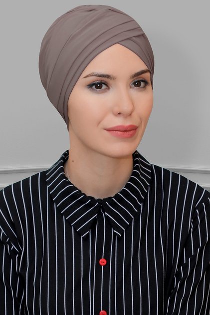Mink Practical Ready-made Interlace Hijab Bonnet Sandy Fabric Three Cross 1803_10