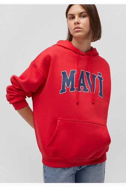 Red Sweatshirt with Logo Print