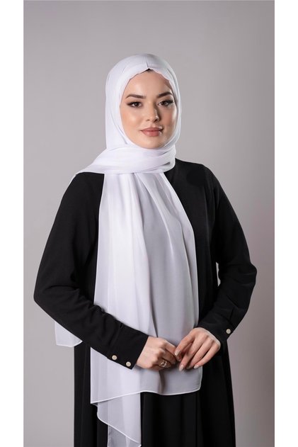 White Practical Ready Interlocking Shawl Chiffon Fabric Hijab Bonnet 3009_42
