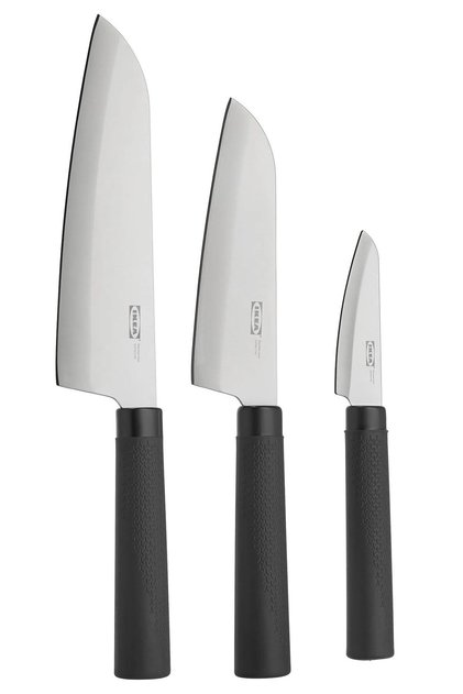 3'lü Bıçak Seti Ikea 2 Adet Aşçı Bıçağı + 1 Adet Soyma Bıçağı Bıçak Set Siyah Renk Paslanmaz Çelik
