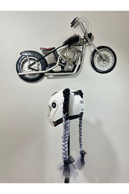 Motor & Motosiklet Gri Ombreli Çift Örgü Saç Kask Dış Aksesuar