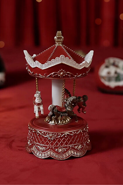 Karaca New Year Yılbaşı Carousel Hareketli ve Müzikli Obje 12,4x23