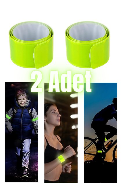 Yansıtıcı 2 Adet Şerit Reflektör Bilezik Bileklik Kolay Takılan Bantsız Cırtcırtsız 3cmx40cm
