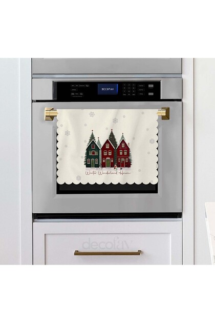 Christmas Concept Houses and Snowman Design Slogan Laser Cut Oven Cover