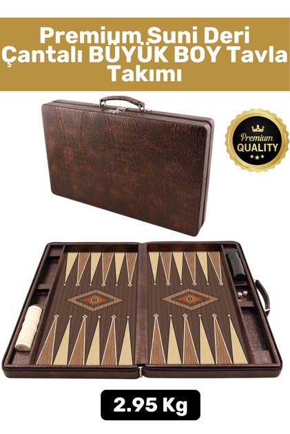 Premium High-Quality Full Synthetic Leather Covered Acrylic Sequin Large Size Backgammon Set with Zippered Bag