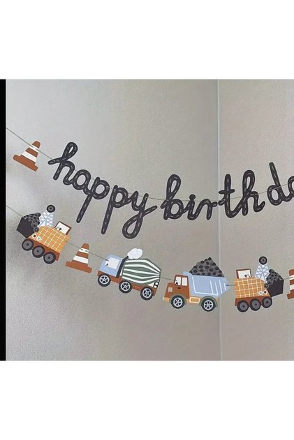 Vehicles Truck Engineering Vehicle Themed Birthday Road Happy Birthday Ornament Set