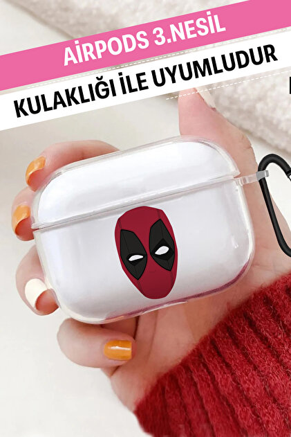 WANNA PROTECT Airpods 3. Nesil Uyumlu Şeffaf Kancalı Desenli